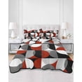 thumbnail image 3 of Red Grey, King Size Down Alternative Comforter, Lightweight Comforter Quilt Bedding Set with Pillow Shams Abstract Retro Middle Century Geometric Art All Seasons Bed Comforter Duvet Insert 96"x106", 3 of 7