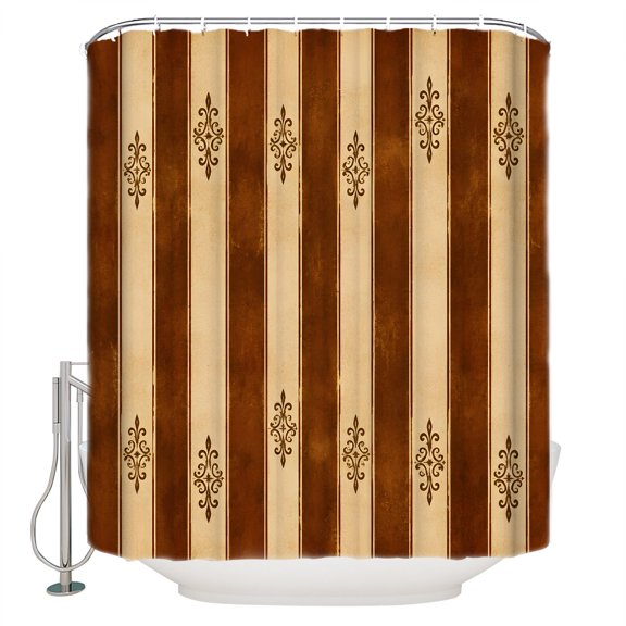 Boho Western Bathroom Shower Curtains with 12 Hooks Polyester Waterproof Shower Curtain for Stalls and Bathtubs Farmhouse Modern Rustic Red Brown Stripe Decorative Bathroom Curtain 72x72 Inches