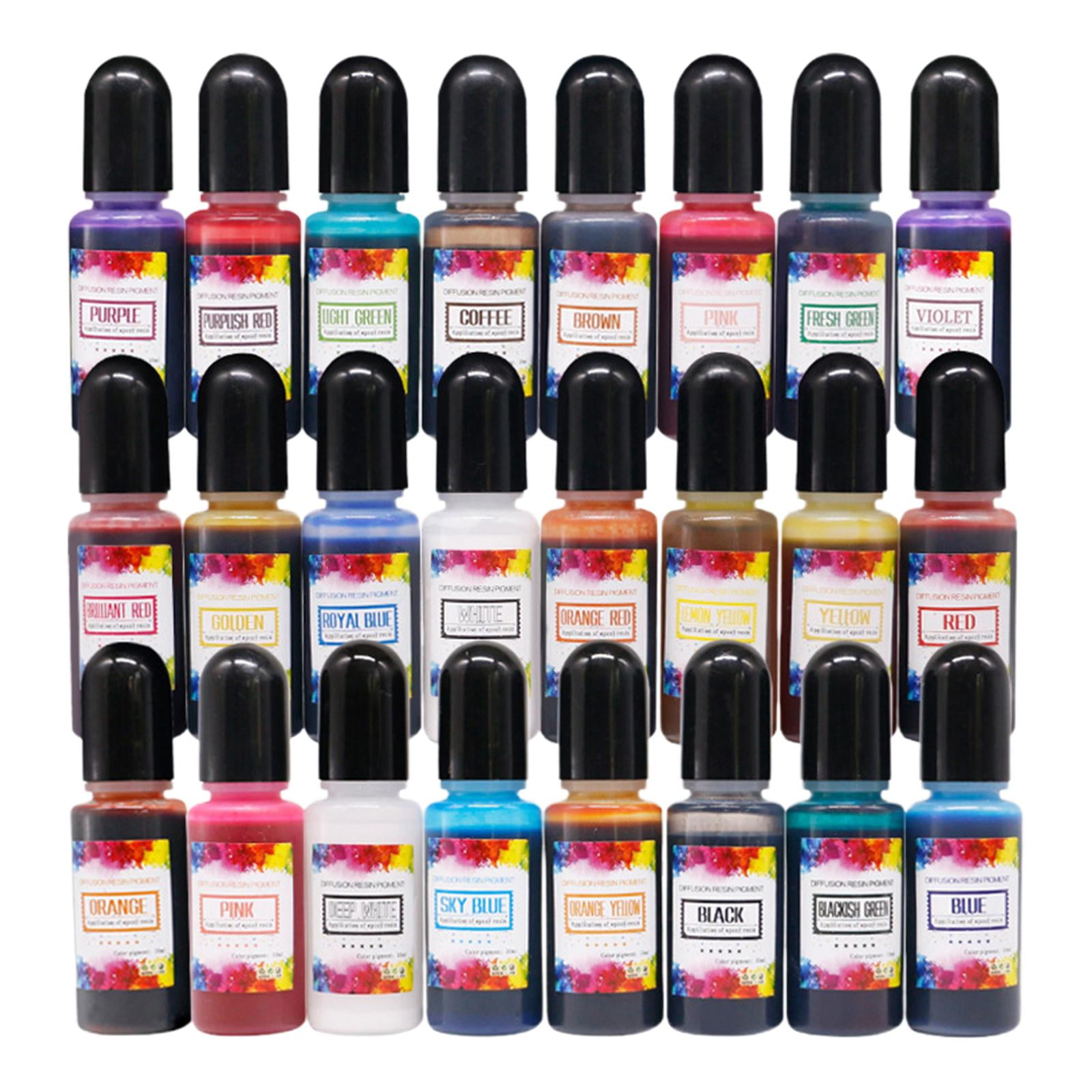 FVDPWYE 24Pcs Ink Set Epoxy Resin Pigment Liquid Dye Concentrate 10ml Each based Ink for