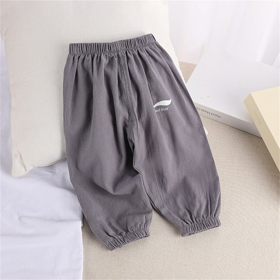 NAISIBABY Summer Baby Boys Girls Solid Color Trousers, Kids Cute Mosquito Repellent Sports Pants Gray 5T