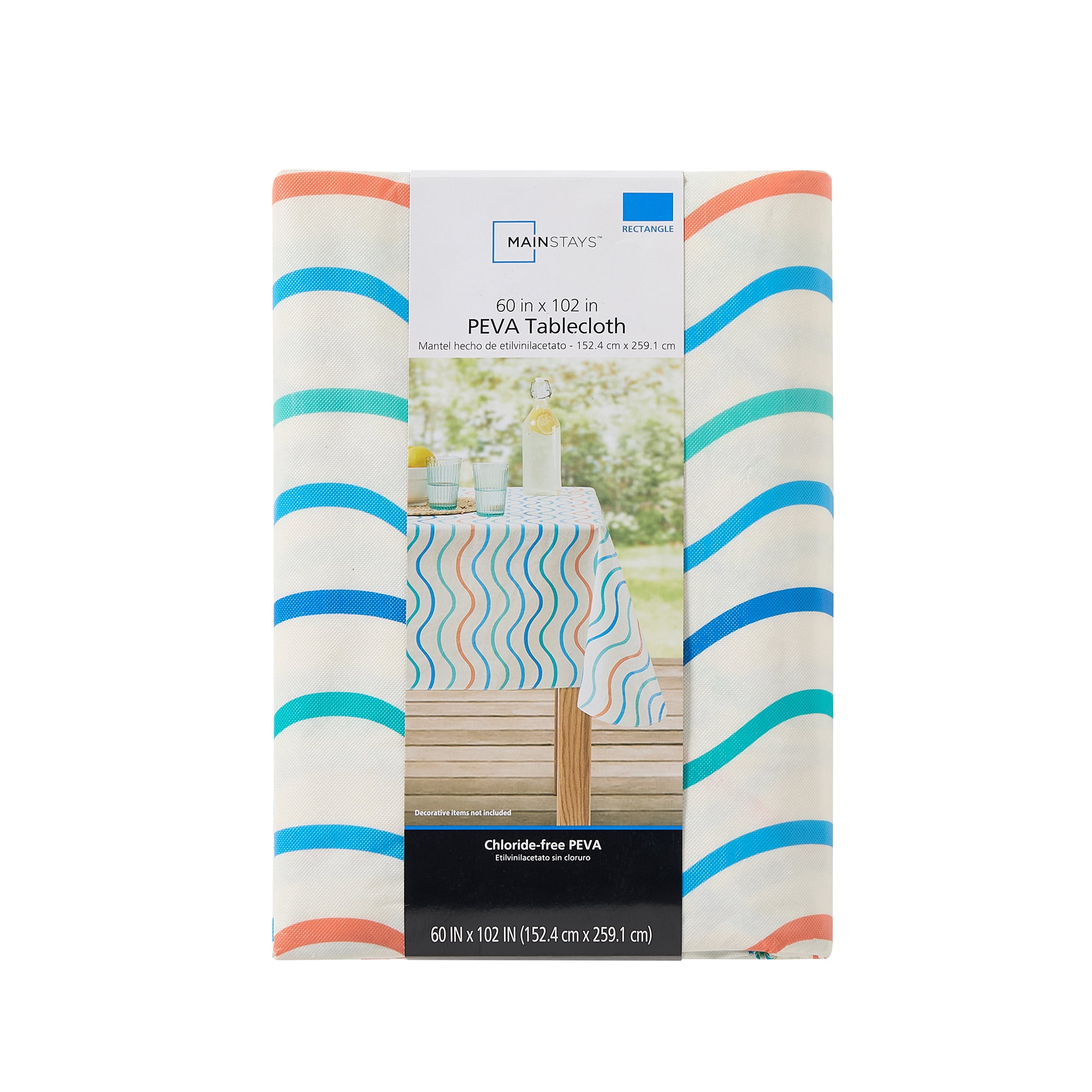 Mainstays Summer Fun Tablecloth, Indoor & Outdoor Table Decoration 70" Round - Wave
