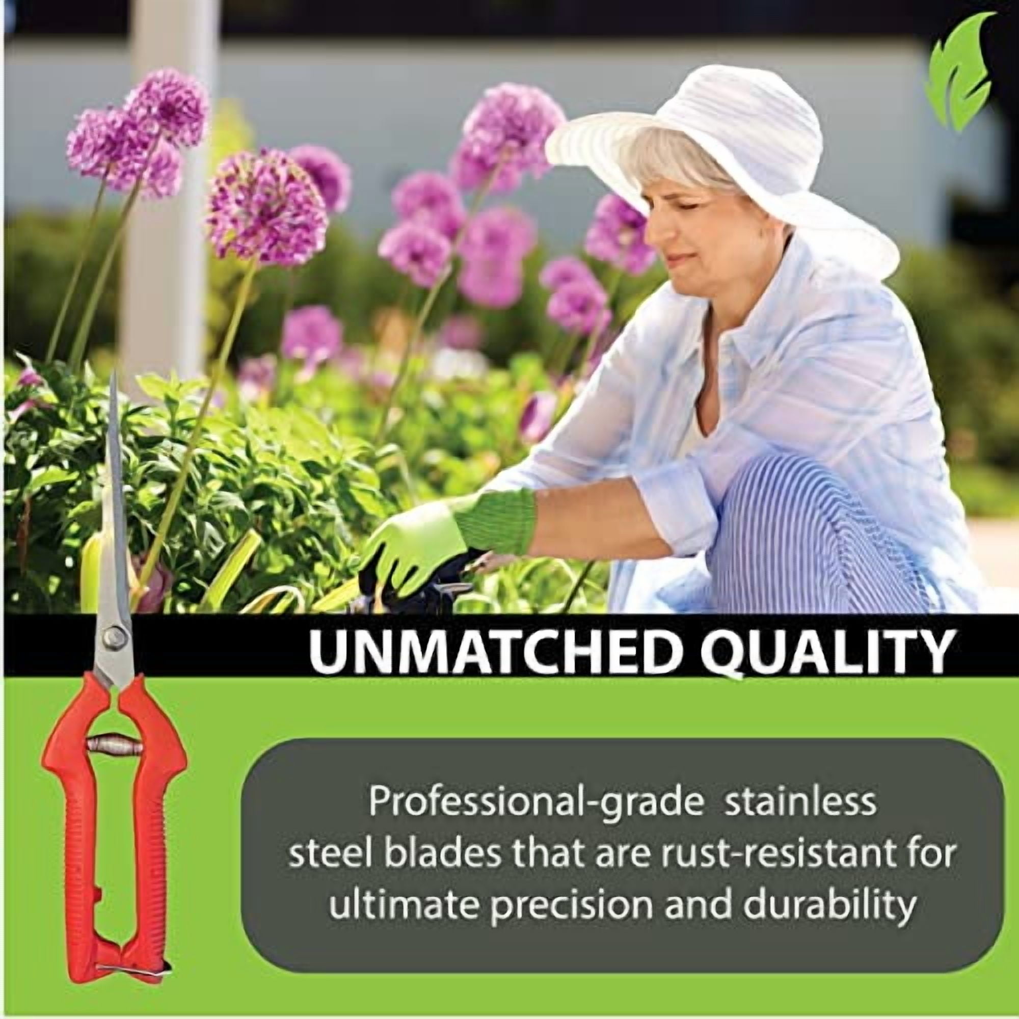 GARDEN GURU Extra Long Stainless Steel Pruner Pruning Shears Clippers Snips Sharp Bonsai Cutter Plant Trimming Scissors Straight Blade Garden Scissors Tool Great for Roses Flowers Herbs Fruits (2)