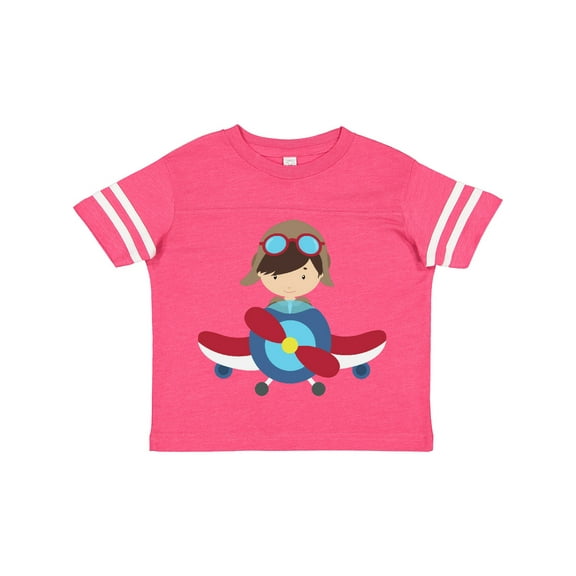 Inktastic Pilot Boy, Airplane, Plane, Flying, Brown Hair Boys Toddler T-Shirt