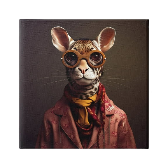 Stupell Industries Snazzy Wildlife Animal Fashion Animals & Insects Painting Gallery Wrapped Canvas Art Print Wall Art, 17 x 17