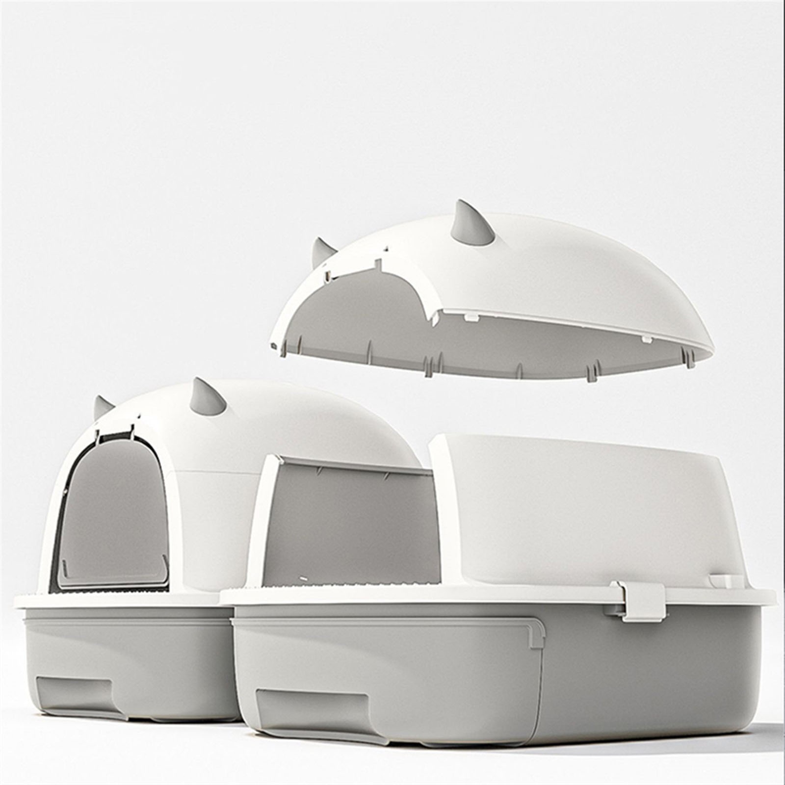 Small Litter Pan Fully Enclosed Litter Pan Drawer Cat Litter Pan with Lid Anti-Leakage & Odorless, Easy to Installation and Clean