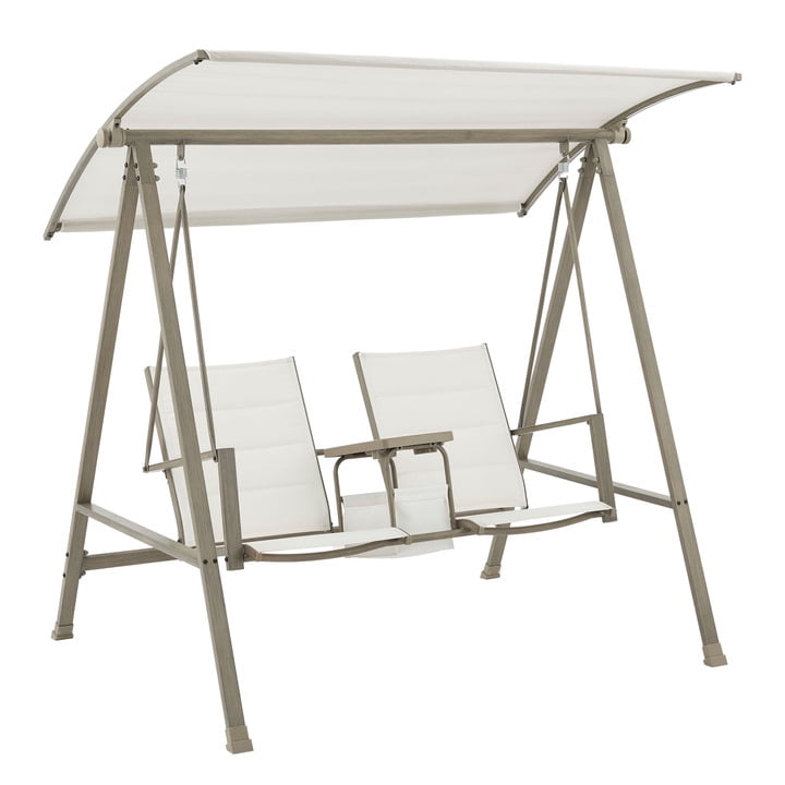 Mainstays Dashwood 2-Seat Steel Canopy Porch Swing, Cream