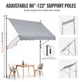 thumbnail image 4 of VEVOR Auvent de Patio 98x47 Pouces Auvent Rétractable Abri Pare-Soleil avec Manivelle, 4 of 9