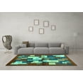 thumbnail image 3 of Ahgly Company Machine Washable Indoor Square Abstract Turquoise Blue Contemporary Area Rugs, 3' Square, 3 of 4