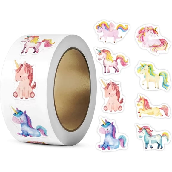 500 Pcs Animal Sticker Roll for Classroom Unicorn Stickers Decal Reward Cute Reward Stickers Round Animal Stamps for Teacher/Office Supplies,Christmas Party Favor