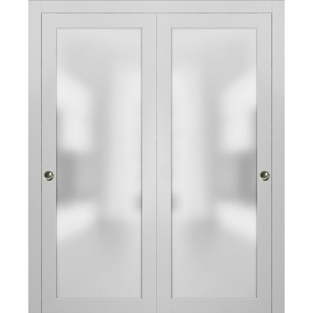 Closet Bypass Sliding Glass Doors 64 x 80 Planum 2102 White Silk