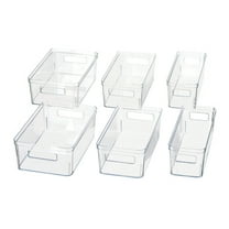 Mainstays 6-Piece Fridge Storage Bin Set, Clear Plastic