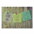 thumbnail image 2 of Live Laugh Love Cutting Board, Inspirational Wisdom Notes Perks on Wooden Board Rustic Background Image, Decorative Tempered Glass Cutting and Serving Board, Large Size, Multicolor, by Ambesonne, 2 of 5