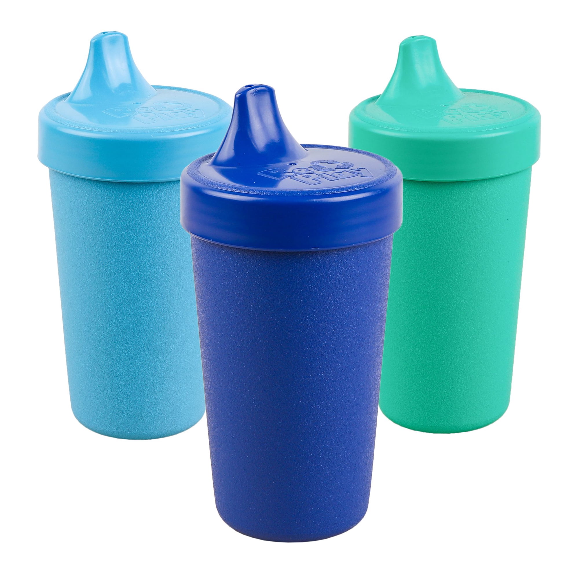 Re-Play Sippy Cups for Toddlers - 10 oz Reusable Spill Proof Cups for Kids, Dishwasher/Microwave Safe - Made in the USA - Set of 3 - Ocean Waves