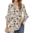 thumbnail image 3 of Fantaslook Blouses for Women 3/4 Ruffle Sleeve Summer Tops V Neck Business Work Blouse Dressy Casual Shirts, 3 of 9