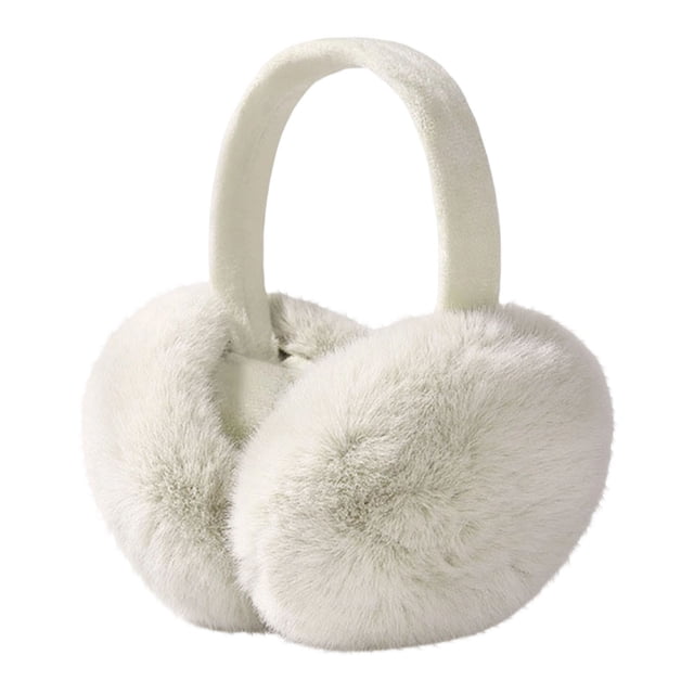 HaoXun Winter Fleece-Lined Foldable Faux Rabbit Fur Ear Muffs - Windproof Cold Weather Protection with Adjustable Headband for Outdoor Activities
