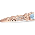 thumbnail image 5 of Vintage Style Sunflower Round Aquamarine Cubic Zirconia Rose Tone 925 Sterling Silver, Size 7, 5 of 7