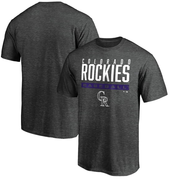 Men's Charcoal Colorado Rockies Win Stripe Logo T-Shirt
