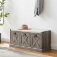 thumbnail image 4 of Willow 40" Farmhouse 3 Drawer Storage Bench in Gray Wash/Oatmeal Linen, 4 of 9