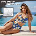 thumbnail image 4 of Garronmavis High Waisted Bikini Sets for Women Tummy Control Twist Front Swimsuit Side Tie Halter Bathing Suit Tropical Floral Beachwear Two Piece, 4 of 6