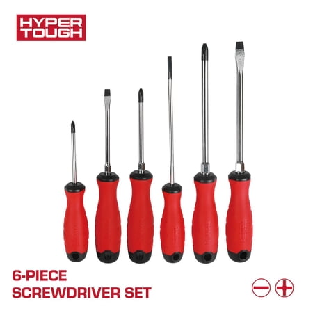 Hyper Tough 6-Piece Screwdriver Set with Dual Material Tri-Oval Comfort Grips