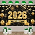 thumbnail image 3 of Gold Theme 2026 New Year Banner 2026 Numerals Happy New Year Display Fireworks Design Golden Balloons 2026 Celebration Backdrop for New Year Party 2026 Celebration Indoor Event, 3 of 9