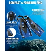 TUSA Sport Adult Visio Tri-Ex Mask, Dry Snorkel, and Fins Travel Set, Black/Metallic Dark Red, Large