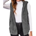 thumbnail image 2 of Lu's Chic Women's Soft Hoodie Fuzzy Vest Full Zipper Zip Up Coat Comfy Fleece Hood Loose Cotton Blend Grey 10-12, 2 of 5