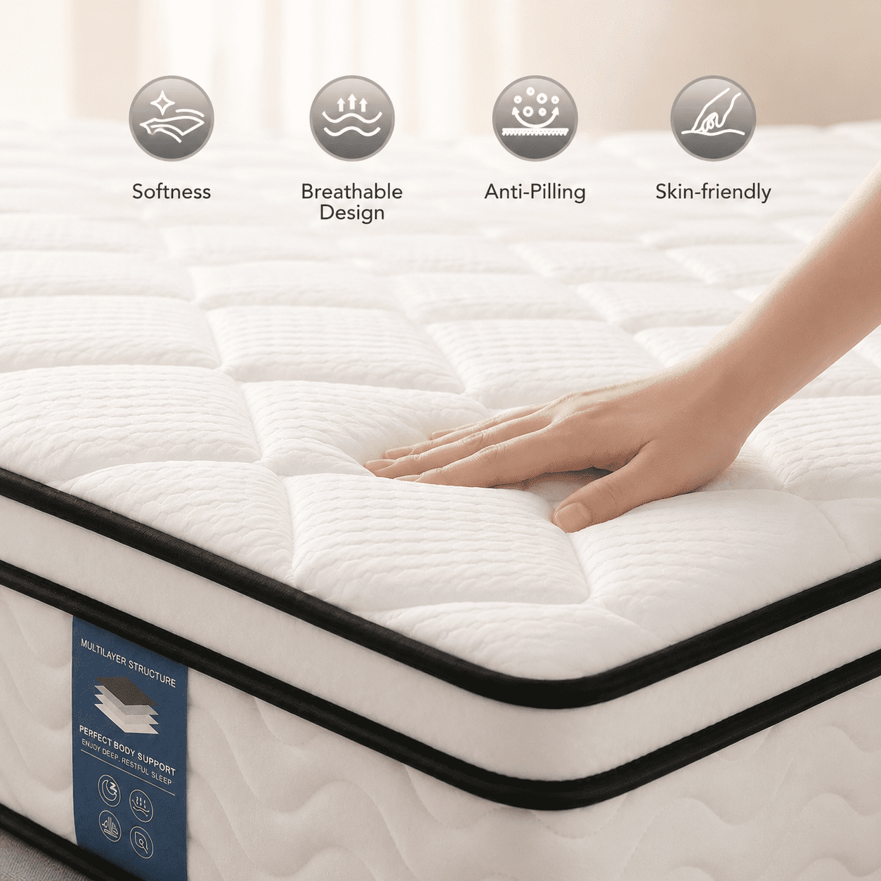 Gravellaire 10" Twin Mattress in a Box, Gel Memory Foam and Pocket Spring Hybrid Mattress, Medium Comfort, Pressure Relief, Adult