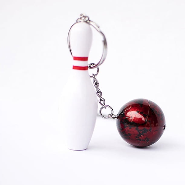 Llavero colgante de bolos de simulación, artículos deportivos, llavero blanco de bolos, recuerdos para fanáticos de los deportes
