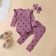 thumbnail image 1 of Conjuntos de blusas y camisas de cuello redondo y manga larga para bebés y niñas pequeñas, con estampado de corazones, volantes, pantalones, diadema, ropa, traje para niña, 1 of 7