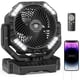 thumbnail image 1 of Ventilador de camping KITWLEMEN Batería recargable de 4000 mAh con luz, 1 of 8