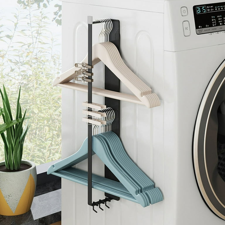 Washranp Magnetic Suction Laundry Hanger Carbon Steel Wall Mounted Clothes Drying Storage Rack with Hook Space Savers Walmart