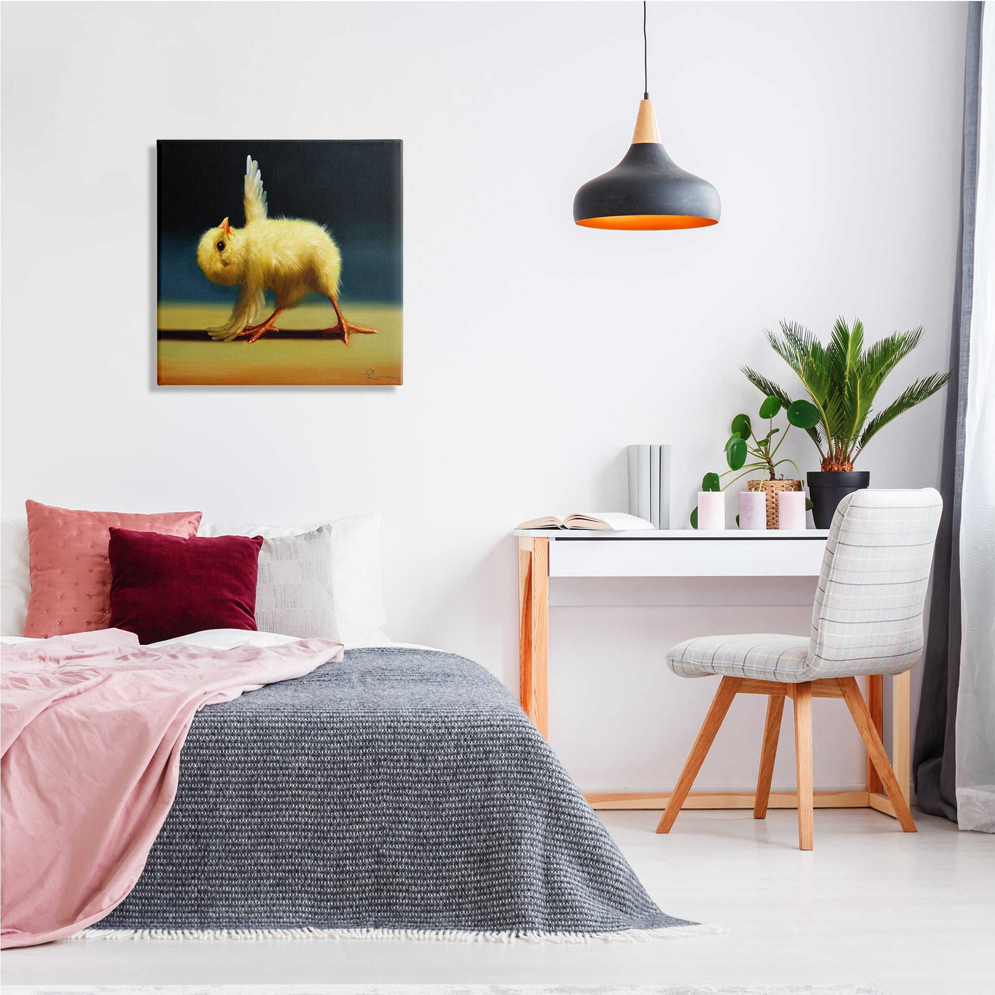 Yoga Chicks Triangle Pose Funny Farm Animal Painting Animals & Insects Painting Gallery-Wrapped Canvas Print Wall Art