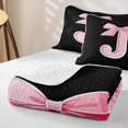 thumbnail image 4 of Erosebridal Ribbon J Letter Bed Spread Queen for Girls, Fashion Bow Monogram Queen Coverlet Set, 3-Piece, 4 of 7