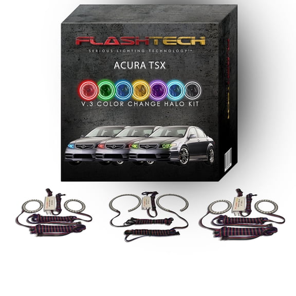 Flashtech RGB Multi Color Changing LED Halo Ring kit for 2004-2008 Acura TSX Headlights