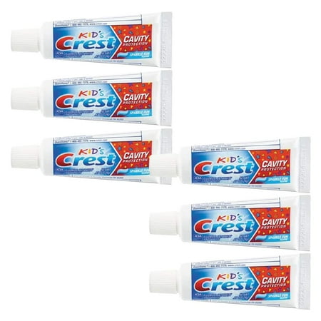 Crest Kids Cavity Protection Toothpaste  Sparkle Fun  Travel Size 0.85 oz (24g) - Pack of 6