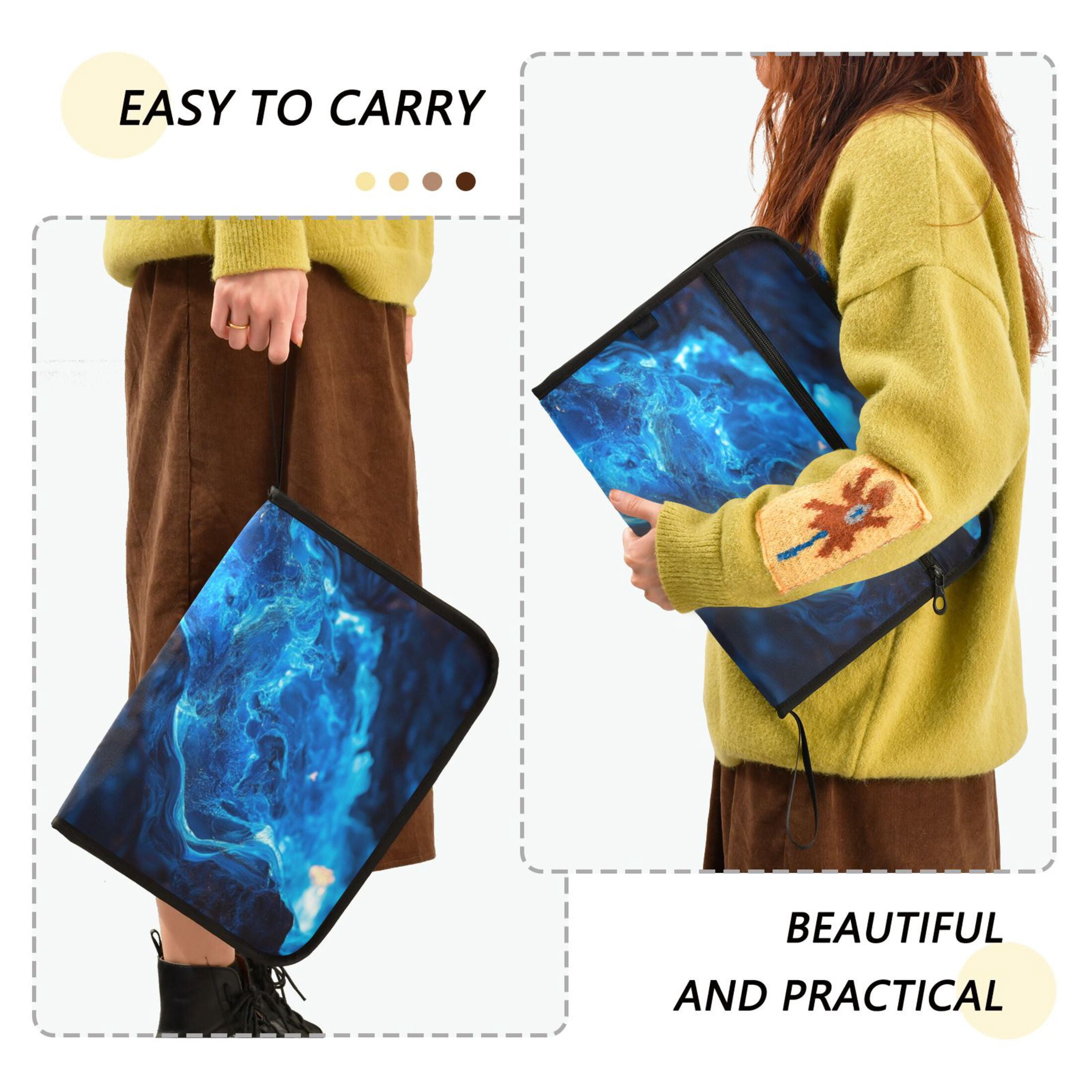 Organ Folder 14.2 x 0.8 x 10.6 Inches 13 Separate Pockets A4 Size Documents Folder A Sort Storage File Manager For The Home Office Blue Lava Pattern