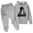 thumbnail image 3 of Nueva sudadera con capucha y pantalones de primavera y otoño de Wednesday Addams para niños, 2 piezas, trajes de 2 a 14 años, ropa de calle para niños y niñas, ropa de bebé para niños, 3 of 5