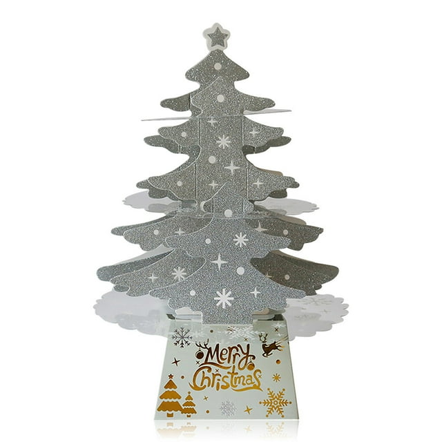 Thinson Tabletop Christmas Tree Light Artificial Xmas Decortaion Lighting Batter Operated Glow Gift Dining Table Home Ornament Set Silver