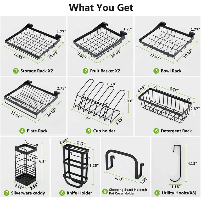 BOOSINY Over The Sink Dish Drying Rack, 2 Tier Stainless Steel Large  Adjustable Kitchen Dish Drainer, Home Storage Organizer Shelf Above Counter  with 6 Hooks