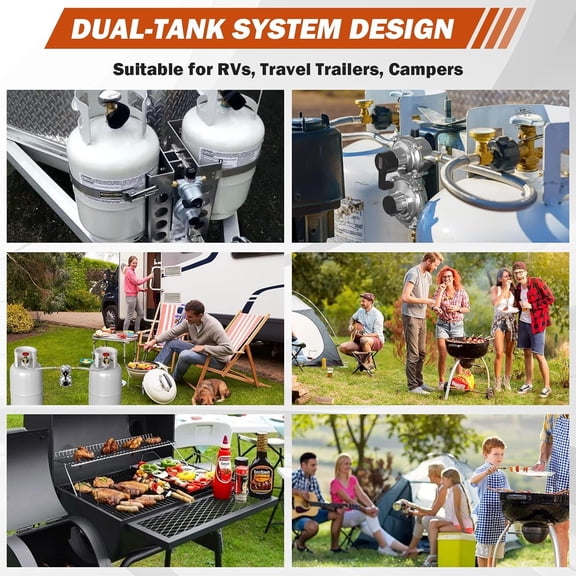2-Stage Auto Changeover RV Propane Regulator with 2- Hoses