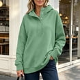 thumbnail image 5 of SYwaren Women's Half Button Hoodie Oversized Pullover Casual Long Sleeve Fall Sweatshirt Solid Color Tops, 5 of 9