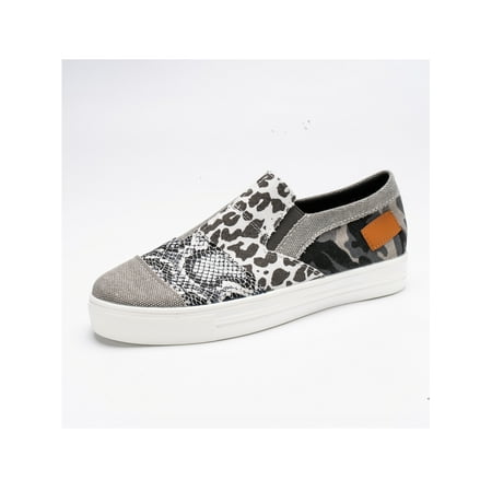 

Daeful Womens Slip On Sneakers Canvas Flats Shoes Casual Walking Shoes Gray 9