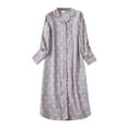 thumbnail image 6 of Clearance Women Cotton Nightgown Button Down Boyfriend Nightshirt Mid-Long Style Sleepshirt Pajama Tops,Long Sleeve V-Neck Plaid Night Gown Pajama Dress,S-XL Gray, 6 of 7