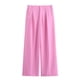 thumbnail image 2 of HH TRAF Pantalones casuales de cintura alta de color sólido para mujer, pantalones de pierna ancha holgados con bolsillos plegables y decoración para oficina, 2 of 5