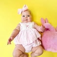 thumbnail image 2 of Baby Girl Bubble Romper Summer Easter Baby Girl Romper Dress My First Easter Fly Sleeve Smocked Dress Baby Rompers Pink 0 Months-3 Months, 2 of 7