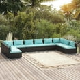 thumbnail image 1 of vidaXL 10 Piece Garden Lounge Set with Cushions Poly Rattan Black, 1 of 4