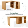 thumbnail image 5 of Ivinta Convertible Executive Wood Study Desk, L-Shaped Computer Office Corner Desk (White Oak), 5 of 8