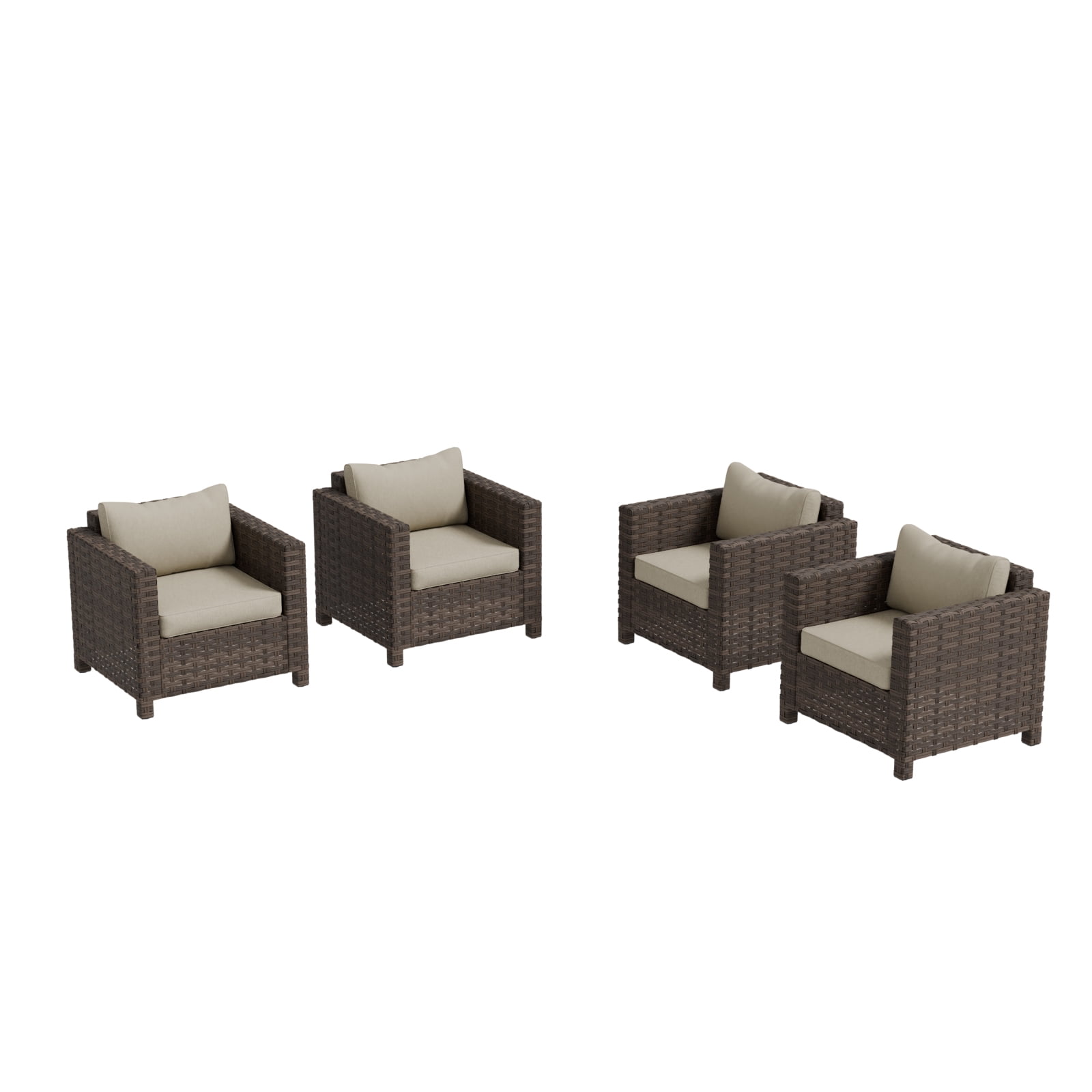 EAGLE PEAK Harbor Haven Outdoor Wide-Woven Wicker Patio Chairs Set of 4, All Weather PE Lounge&nbsp;Chair with Cushion, Deep Seat and High Back