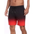 thumbnail image 4 of Mowujeit Mens Swim Trunks Quitck Dry Beach Shorts with Zipper Pockets and Compression Liner-Red Black L, 4 of 9